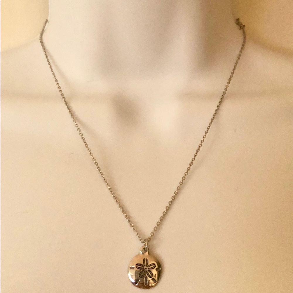Sand Dollar Charm Silver Tone Coastal Necklace NWT - Picture 4 of 7